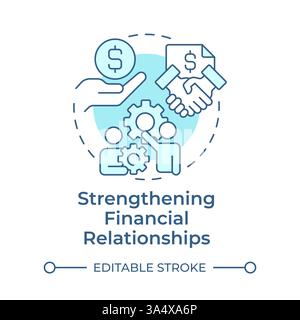 Strengthening financial relationships soft blue concept icon Stock Vector