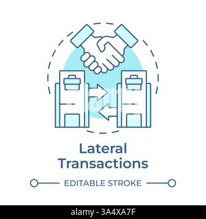 Lateral transactions soft blue concept icon Stock Vector