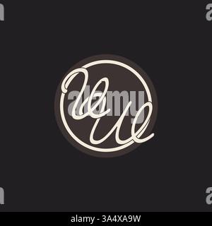 Initial letter VW monogram logo with simple and creative cirle line design ideas vector graphic Stock Vector
