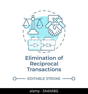 Elimination of reciprocal transactions soft blue concept icon Stock Vector