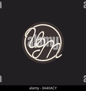 Initial letter VM monogram logo with simple and creative cirle line design ideas vector graphic Stock Vector