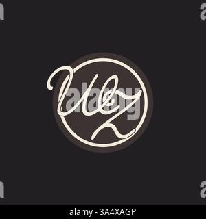 Initial letter WZ monogram logo with simple and creative cirle line design ideas vector graphic Stock Vector