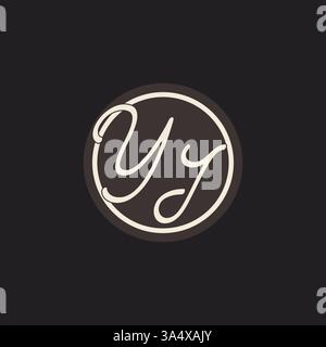 Initial letter YI monogram logo with simple and creative cirle line design ideas vector graphic Stock Vector