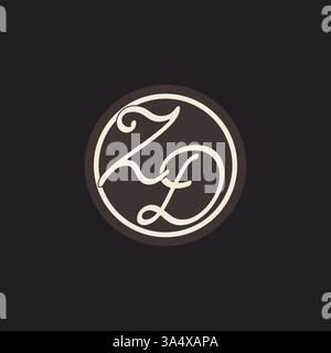 ZD Initial letter circular line logo template vector with gradient ...