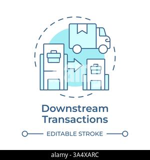 Downstream transactions soft blue concept icon Stock Vector