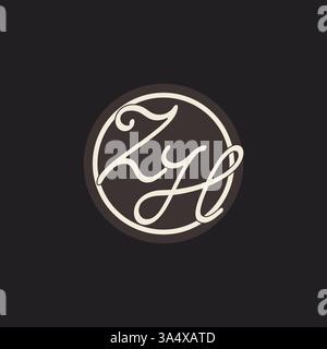 Initial letter ZH monogram logo with simple and creative cirle line design ideas vector graphic Stock Vector