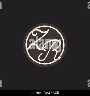 Initial letter ZR monogram logo with simple and creative cirle line design ideas vector graphic Stock Vector