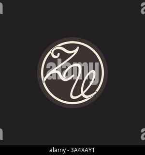 Initial letter ZV monogram logo with simple and creative cirle line design ideas vector graphic Stock Vector
