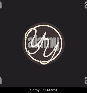 Initial letter YY monogram logo with simple and creative cirle line design ideas vector graphic Stock Vector