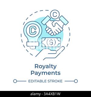 Royalty payments soft blue concept icon Stock Vector