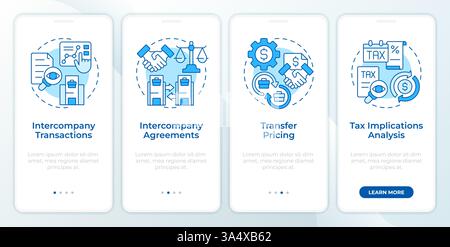 Intercompany transaction process blue onboarding mobile app screen Stock Vector