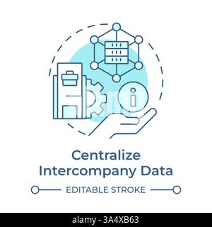 Centralizing intercompany data soft blue concept icon Stock Vector