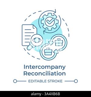 Intercompany reconciliation soft blue concept icon Stock Vector
