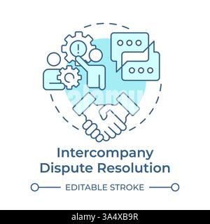 Intercompany dispute resolution soft blue concept icon Stock Vector
