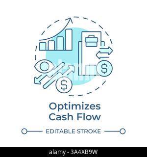 Optimizes cash flow soft blue concept icon Stock Vector