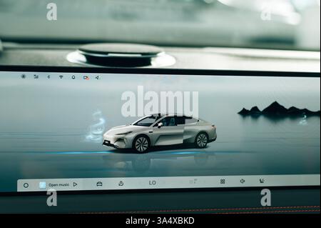 multimedia screen in an expensive car. High quality photo Stock Photo