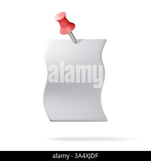 3D empty paper sheets hanging with push pin Stock Vector