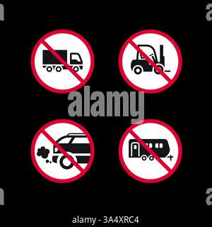 No forklift prohibited sign, no stacker forbidden modern round sticker ...