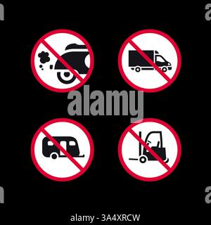 No forklift prohibited sign, no stacker forbidden modern round sticker ...