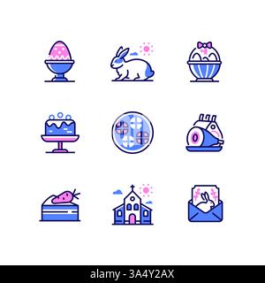 Easter - modern line design style icons set Stock Vector