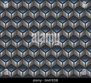 Blue and grey geometrical cubes seamless abstract pattern Stock Vector