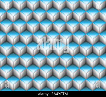 White grey and aqua blue geometrical cubes seamless abstract pattern Stock Vector