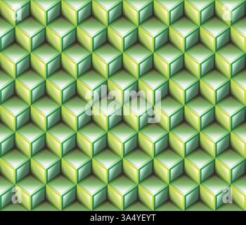 Green shaded 3d geometrical cubes seamless abstract pattern Stock Vector