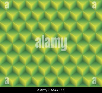 Green geometrical cubes seamless abstract pattern Stock Vector