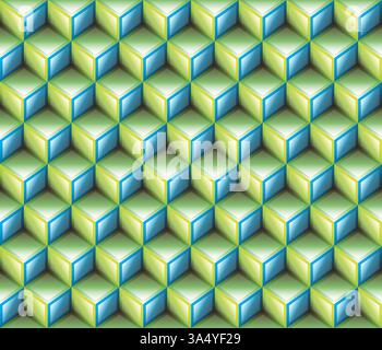 Green and Blue geometrical cubes seamless abstract pattern Stock Vector
