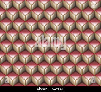 Red and brown geometrical cubes seamless abstract pattern Stock Vector