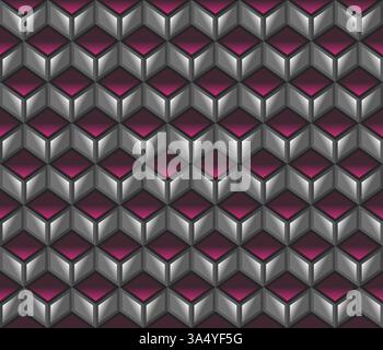 Pink with grey 3d geometrical cubes seamless abstract pattern Stock Vector