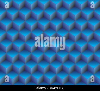 Blue geometrical cubes seamless abstract pattern Stock Vector