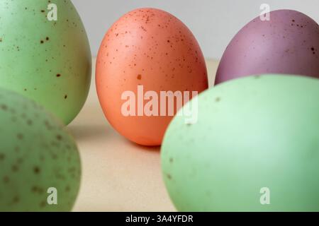Easter Eggs Close-Up with Natural Dye Colors Stock Photo