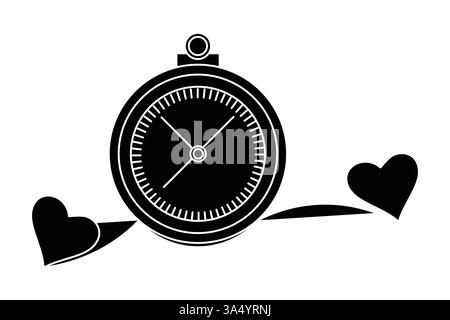 Clock Silhouette Vector Minimalist style isolate outline vector icon Stock Vector