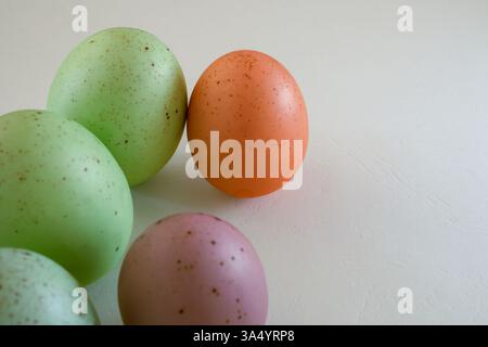 Pastel Easter Eggs on White Background Stock Photo