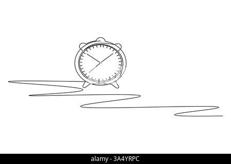 Clock continuous one line drawing and minimalist style isolate outline vector icon Stock Vector