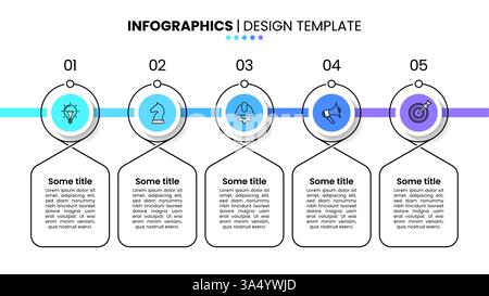 Infographic template with icons and 5 options or steps. Line. Can be used for workflow layout, diagram, banner, webdesign. Vector illustration Stock Vector