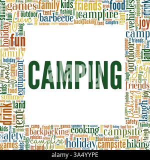 Camping vector illustration word cloud isolated on white background. Stock Vector