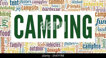 Camping vector illustration word cloud isolated on white background. Stock Vector