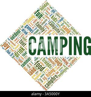 Camping vector illustration word cloud isolated on white background. Stock Vector