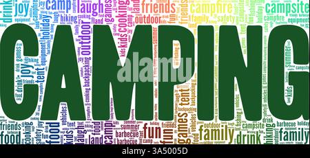 Camping vector illustration word cloud isolated on white background. Stock Vector