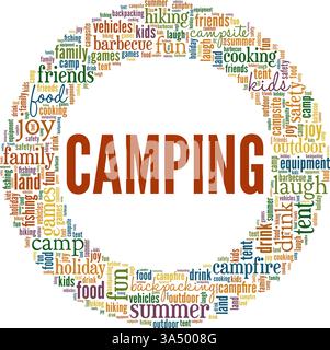 Camping vector illustration word cloud isolated on white background. Stock Vector
