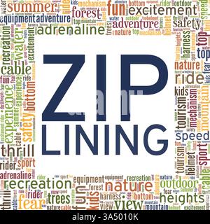 Zip Lining vector illustration word cloud isolated on white background. Stock Vector