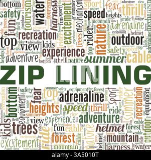 Zip Lining vector illustration word cloud isolated on white background. Stock Vector