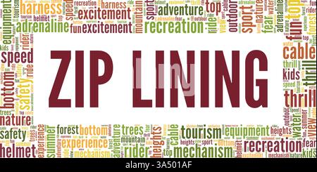 Zip Lining vector illustration word cloud isolated on white background. Stock Vector