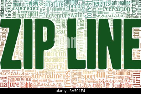 Zip Lining vector illustration word cloud isolated on white background. Stock Vector