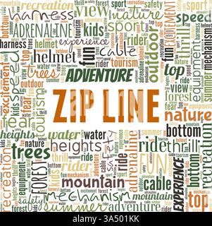 Zip Lining vector illustration word cloud isolated on white background. Stock Vector