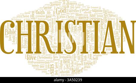 Christian vector illustration word cloud isolated on white background ...