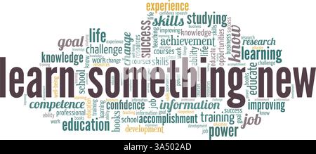 Learn Something New vector illustration word cloud isolated on white background. Stock Vector