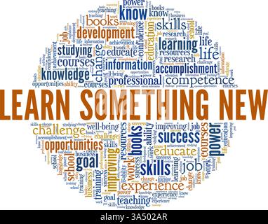 Learn Something New vector illustration word cloud isolated on white background. Stock Vector